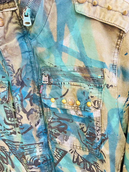 NEVER SLEEP URBANxLEVI'S GREEN JACKET M